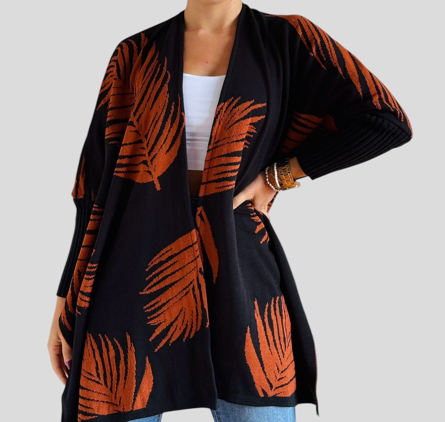 Chal hojas cafe con negro